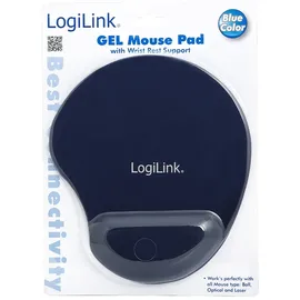 Logilink Mauspad mit Silikon Gel Handauflage, blau