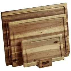 Schneidebrett KESPER "3er Set Schneidebrett inkl. Ständer", beige (natur), B:11,2cm H:31,5cm L:40cm, Akazienholz, Schneidebretter, aus FSC-zertifiziertem Akazienholz