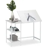 Relaxdays Schreibtisch weiß rechteckig, 4-Fuß-Gestell weiß 110,0 x 55,0 cm