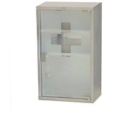 style home Medizinschrank Medikamentenschrank abschließbare Arzneischrank (Tip-on'' Glastür, inkl. 2 Schlüsseln) Edelstahl Hausapotheke Erste-Hilfe-Schrank,3 Fächer Silber, 45x30x12cm silberfarben 30 cm x 45 cm x 12 cm