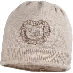 Strickmütze MAXIMO, Baby, Gr. 45, beige, Baumwolle, klassisch, Mützen, Löwen-Design: Süßer Hingucker für kleine Abenteurer.