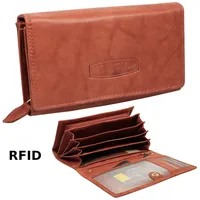 klassische Damen Geldbörse Portemonnaie Geldbeutel Echt Leder RFID Rost weich