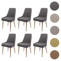 Mendler 6er-Set Esszimmerstuhl HWC-O27, Küchenstuhl Polsterstuhl Stuhl, Stoff/Textil (280g/m2)