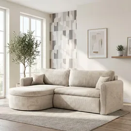 WFL GROUP Ecksofa Cora Cord 4-Sitzer Weiß