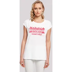 T-Shirt F4NT4STIC "Stranger Things Flames", Damen, Gr. XXL, weiß, Obermaterial: 100% Baumwolle, casual, regular fit, Rundhals, Kurzarm ohne Bündchen, Shirts, Premium Qualität
