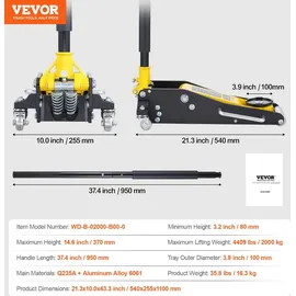 Vevor hydraulischer Rangierwagenheber Wagenheber mit niedrigem Profil 2 t, robuster hydraulischer Wagenheber aus Aluminium hydraulischer Wagenheber...