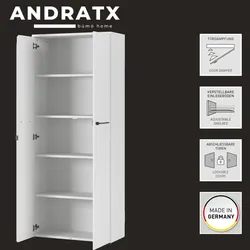 bümö Andratx Aktenschrank abschließbar, Büroschrank Holz 80cm breit in Lichtgrau - abschließbarer Schrank mit 5OH Aktenregal für's Büro &