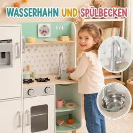 BABY VIVO Kinderküche Spielküche aus Holz - Gustavo in Weiß