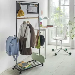 Yamazaki Home Garderobenständer Kleiderständer auf Rollen für Kinderzimmer 135cm schwarz