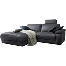 KAWOLA Ecksofa motorischer Relaxfunktion LOLA schwarz Webstoff Relaxfunktion