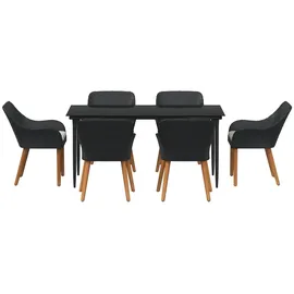 vidaXL 7-teiliges Garten-Essset Schwarz Poly-Rattan
