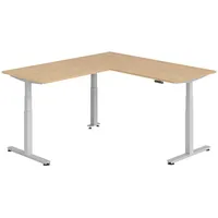 Bümö Eckschreibtisch, Eiche, Silber, Nachbildung,Eiche, Rechteckig, 180x74x200 cm, FSC