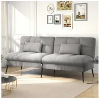 COMHOMA Schlafsofa Bettsofa mit Schlaffunktion, Klappsofa, Couch Gästebett mit verstellbare Rückenlehne aus Stoff grau