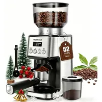 Aigostar Kaffeemühle Kegelmahlwerk Geeignet für Espresso mit 52 Mahleinstellungen, 180,00 W, Kegelmahlwerk, 320,00 g Bohnenbehälter, Antistatisch und verstopfungsfrei, Einfach zu reinigen und zu warten silberfarben