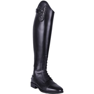 QHP Leder-Reitstiefel Sasha Adult schwarz mit wechselbarem Oberteil, RV hinten (41) - 41 EU