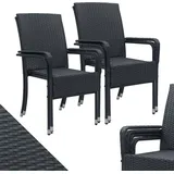 Juskys Yoro Polyrattan Gartenstuhl Schwarz 4 St.