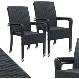 Juskys Yoro Polyrattan Gartenstuhl Schwarz 4 St.