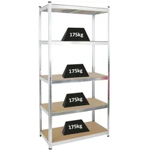 Proregal Schwerlastregal Giant Ragnar HxBxT 200 x 100 x 50 cm Fachlast 175kg | Verzinkt Kellerregal, Steckregal, Garagenregal, Lagerregal