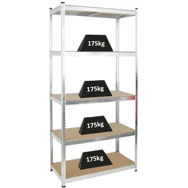 Proregal Schwerlastregal Giant Ragnar HxBxT 200 x 100 x 50 cm Fachlast 175kg | Verzinkt Kellerregal, Steckregal, Garagenregal, Lagerregal