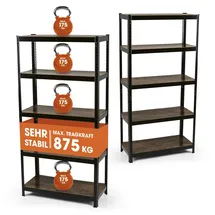 EasyMaxx Standregal Industrie Design 2er-Set, 180x90x40 cm | Bücherregal mit 875 kg Traglast | Lagerregal - 175 kg/Ebene | Regal - 5 verstellbare Ablagen für mehr Ordnung in Wohnzimmer, Küche, Büro