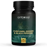 Ambrosial Curcumin Kurkuma und schwarzer Pfeffer Kapseln mit Ingwer | Hochwirksame Kurkuma-Kapseln mit verbesserter Absorption | 95% Curcuminoide zur Unterstützung der Gelenke (Pack of 1)