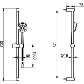 Hansa HANSABASIC Wandstangengarnitur, 1-strahlig, chrom, 55780113