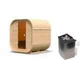 Karibu Saunahaus Fasssauna Quadro 1 - 38 mm 9 kW Ofen integr. Steuerung