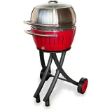 LotusGrill XL Gartengrill Set - Grillwagen mit Grillhaube XL aus Edelstahl (Feuerrot)
