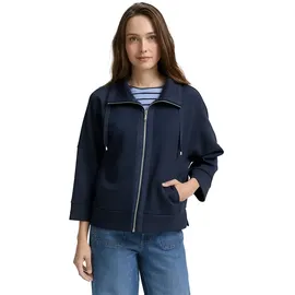 Tom Tailor Damen Boxy Fit Scuba Sweatjacke, blau, Uni, Gr. XL