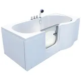 AcquaVapore Badewanne Seniorenwanne mit Tür S12-TH-L Badewanne 170x85cm, Schnelle Reinigung, Überlauf Abfluss weiß