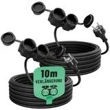 greate 2fach Verlängerungskabel Outdoor 10m - 2er Pack