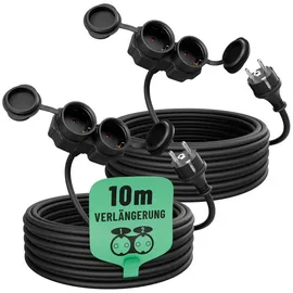 greate 2fach Verlängerungskabel Outdoor 10m - 2er Pack
