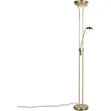 QAZQA Stehleuchte gold mit Leseleuchte inkl. LED und Dimmer - Diva 2