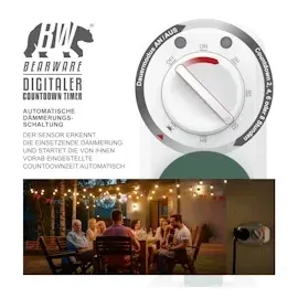 CSL Outdoor Countdown Timer mit Dämmerungsschalter - Zeitschaltuhr mit Schutzkappe