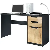 Vladon Schreibtisch Eiche, 129x76x60 cm, Arbeitszimmer, Schreibtische, Bürotische