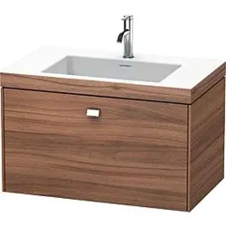 Duravit Brioso c-bonded Waschtisch mit Unterbau BR4601N1079 80x48, Nussbaum Natur/Chrom, o. Hahnl.