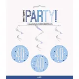 Unique Hängende Wirbel-Geburtstagsdekorationen - 81 cm - Glitzer Blau & Silber 40. Geburtstag - 6er-Packung