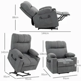 Homcom Fernsehsessel mit Aufstehhilfe Relaxsessel mit Wärme- und Massagefunktion,