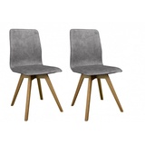 Andas Esszimmerstuhl »Rania«, (Set), 2 St., Samtvelours, Massivholzgestell, mit Keder, grau