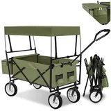 Tectake Bollerwagen, faltbar, mit Dach grün