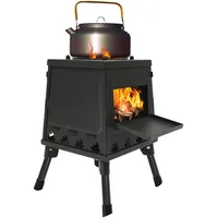 Zeltkocher, Raketenofen Outdoor| Tragbarer Holzofen für Camping, Outdoor, Zeltheizung, Camping, Zeltkocher, Mini Holzofen zum Kochen und Heizen mit 16 Entlüftungen (Schwarz)