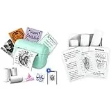 Memoking Grün Q02E Mini Drucker Mini Thermodrucker Aufkleberdrucker Kombination mit Selbstklebendes Thermopapier (6 Weißes), 50mm x 3,5m für Journal, Fotos, Texte, Studiennotizen