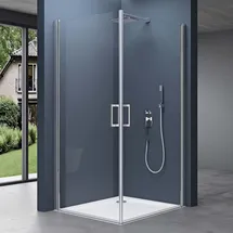 SoGood doporro Eck-Duschkabine Eckdusche 85x85x195cm Duschabtrennung ESG-Sicherheitsglas Klarglas inkl. beidseitiger Easy-Clean-Beschichtung