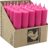 Kerzenfarm Hahn Stabkerzen aus Paraffin, 100/22 mm, Pink, KERZENFARM HAHN, Brenndauer ca. 4h, 25 Stück pro Verpackung