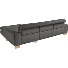Set One by Musterring Ecksofa, grau (anthrazit), SET ONE BY MUSTERRING, Sofas, B/H/T: 307cm x 86cm x 195cm, Cord, Ottomane rechts, Sitzhöhe 49cm,Sitztiefenverstellung im 3-Sitzer,ohne Kopfteilverstellung,ohne Bettfunktion,ohne Bettkasten, 88% Polyester;12% Polyamid, Ecksofa,