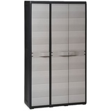 SECOLI Gartenschrank für den außenbereich Balkonschrank Gartenschrank Kunststoff besenschrank Spindschrank Außenschrank Haushaltsschrank mehrzweckschrank-Schwarz und Grau-97 x 38 x 171 cm