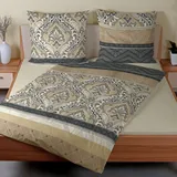Traumschlaf Biber Bettwäsche Verena beige anthrazit 240x220 cm + 2x 80x80 cm - beige;grau