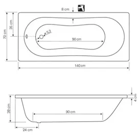 a&n&a aQualine JIZERA Badewanne 70 x 140 cm (140l)