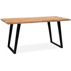 Kadima Design Executive Desk Massiv Baumkante Industrial | 200x100cm Akazienholz | Goldbraun-Schwarz | Handarbeit & U-Metallgestell | Atoll Kollektion