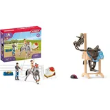 SCHLEICH 42443 Horse Club Mias Voltigier-Reitset & 42613 Accessoires Pferdetransporter, ab 5 Jahren, Horse Club - Spiel-Zubehör, 9 x 5 x 14 cm